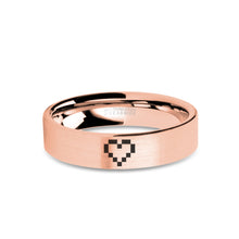 Load image into Gallery viewer, 8-bit Heart HP Icon Laser Engraved Brushed Rose Gold Tungsten Ring
