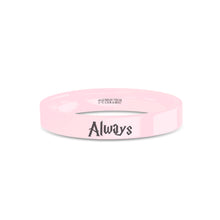 Load image into Gallery viewer, Wizard Font "Always" Laser Engraved Pink Ceramic Wedding Band