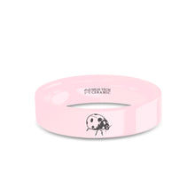 Load image into Gallery viewer, Ladybug Laser Engraved Pink Ceramic Wedding Ring, Polished