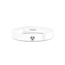 Load image into Gallery viewer, Zombie Biohazard Sign Laser Engraved White Ceramic Wedding Ring