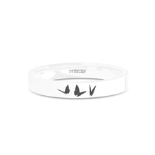 Load image into Gallery viewer, Butterflies Insect Engraved White Ceramic Wedding Ring, Polished