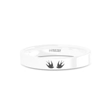 Load image into Gallery viewer, Swallow Birds Laser Engraved White Ceramic Wedding Ring, Polished