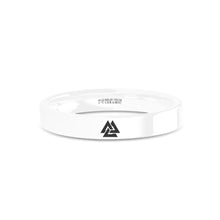 Load image into Gallery viewer, Viking Valknut Triquetra Triangles Engraved White Ceramic Ring