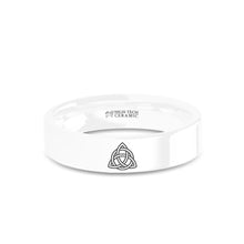 Load image into Gallery viewer, Celtic Trinity Triquetra Engraved White Ceramic Wedding Band