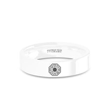 Load image into Gallery viewer, Lost Dharma Initiative Emblem Engraved White Ceramic Ring