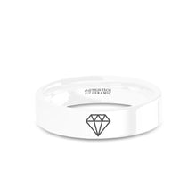Load image into Gallery viewer, Simple "Diamond" Laser Engraved Wedding Ring on White Ceramic
