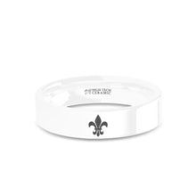 Load image into Gallery viewer, Fleur de Lis Symbol Laser Engraved White Ceramic Wedding Ring