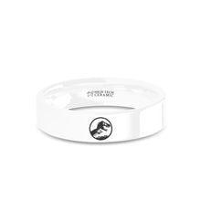 Load image into Gallery viewer, Jurassic Park World T-Rex Dinosaur Emblem White Ceramic Ring