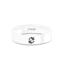 Load image into Gallery viewer, Chinese Koi Fish Engraved White Ceramic Wedding Band, Polished