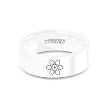 Load image into Gallery viewer, Atom Symbol Nucleus Proton Electron Engraved White Ceramic Ring