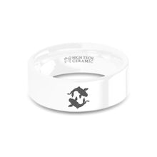 Load image into Gallery viewer, Chinese Koi Fish Engraved White Ceramic Wedding Band, Polished