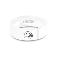 Load image into Gallery viewer, Ladybug Laser Engraved White Ceramic Wedding Band, Polished