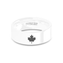 Load image into Gallery viewer, Canadian Maple Leaf Gunmetal White Ceramic Wedding Ring, Polished
