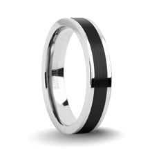Load image into Gallery viewer, Brushed Black Ceramic Inlay Titanium Wedding Band for Men, Women