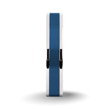 Load image into Gallery viewer, Brushed Blue Tungsten Carbide Inlay Silver Titanium Wedding Ring