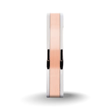 Load image into Gallery viewer, Brushed Rose Gold Tungsten Carbide Inlay Silver Titanium Wedding Ring