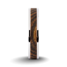 Load image into Gallery viewer, Black Grain Bocote Wood Inlay Silver Titanium Wedding Ring