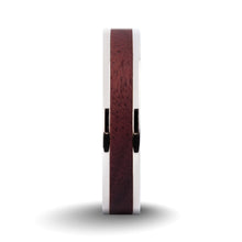 Load image into Gallery viewer, Deep Purpleheart Wood Inlay Silver Titanium Wedding Ring