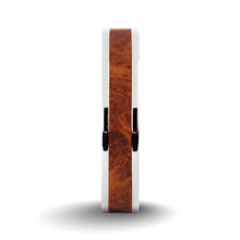 Load image into Gallery viewer, Elegant Rosewood Burl Wood Inlay Silver Titanium Wedding Ring