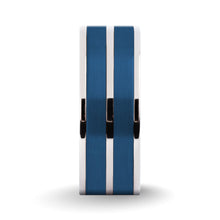 Load image into Gallery viewer, Brushed Blue Tungsten Carbide Inlay Silver Titanium Wedding Ring