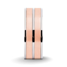 Load image into Gallery viewer, Brushed Rose Gold Tungsten Carbide Inlay Silver Titanium Wedding Ring