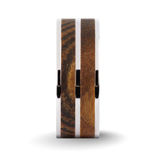 Load image into Gallery viewer, Black Grain Bocote Wood Inlay Silver Titanium Wedding Ring