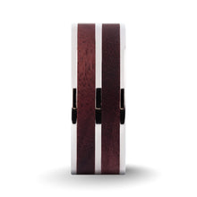 Load image into Gallery viewer, Deep Purpleheart Wood Inlay Silver Titanium Wedding Ring