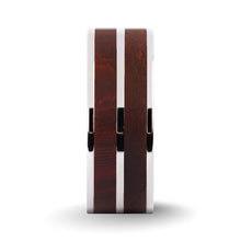 Load image into Gallery viewer, Dark Red Sandalwood Wood Inlay Silver Titanium Wedding Ring