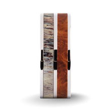 Load image into Gallery viewer, Elegant Rosewood Burl, Deer Antler Inlay Titanium Wedding Ring