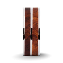 Load image into Gallery viewer, Elegant Rosewood Burl Wood Inlay Silver Titanium Wedding Ring