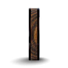 Load image into Gallery viewer, Black Grain Bocote Wood Inlay Black Titanium Wedding Ring