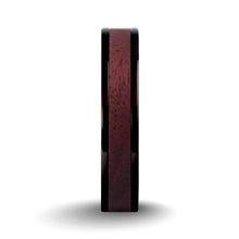 Load image into Gallery viewer, Deep Purpleheart Wood Inlay Black Titanium Wedding Ring