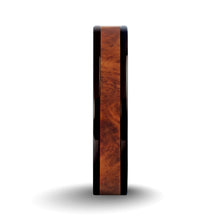 Load image into Gallery viewer, Elegant Rosewood Burl Wood Inlay Black Titanium Wedding Ring