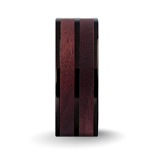 Load image into Gallery viewer, Deep Purpleheart Wood Inlay Black Titanium Wedding Ring