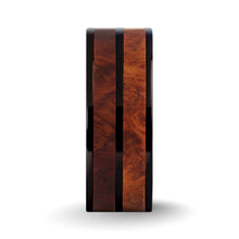 Load image into Gallery viewer, Elegant Rosewood Burl Wood Inlay Black Titanium Wedding Ring