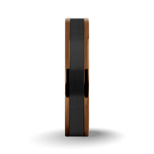 Load image into Gallery viewer, Rustic Brown Titanium Wedding Band with Black Ceramic Inlay