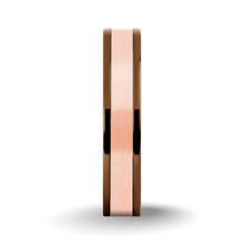 Load image into Gallery viewer, Brushed Rose Gold Tungsten Carbide Inlay Brown Titanium Wedding Ring