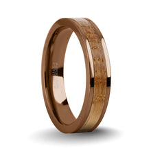 Load image into Gallery viewer, Real Whiskey Barrel Wood Twin Inlay Brown Titanium Wedding Ring