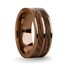 Load image into Gallery viewer, Black Grain Bocote Wood Inlay Brown Titanium Wedding Ring