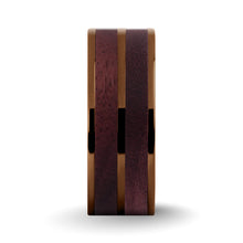 Load image into Gallery viewer, Deep Purpleheart Wood Inlay Brown Titanium Wedding Ring