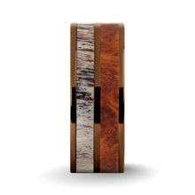 Load image into Gallery viewer, Rosewood Burl, Deer Antler Inlay Brown Titanium Wedding Ring