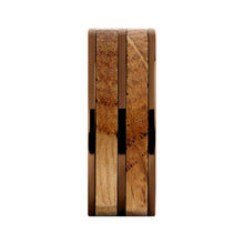Load image into Gallery viewer, Real Whiskey Barrel Wood Twin Inlay Brown Titanium Wedding Ring