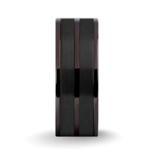 Load image into Gallery viewer, Gunmetal Gray Titanium Wedding Band with Black Ceramic Inlay