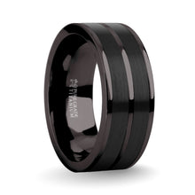 Load image into Gallery viewer, Gunmetal Gray Titanium Wedding Band with Black Ceramic Inlay