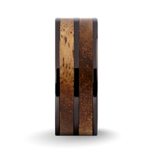 Load image into Gallery viewer, Rare Hawaii Acacia Koa Wood Inlay Gunmetal Titanium Wedding Ring