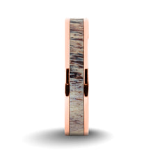 Load image into Gallery viewer, Real Deer Antler Inlay Rose Gold Titanium Wedding Ring