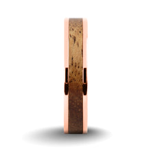 Load image into Gallery viewer, Rare Hawaii Acacia Koa Wood Inlay Rose Gold Titanium Wedding Ring
