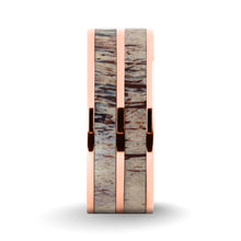 Load image into Gallery viewer, Real Deer Antler Inlay Rose Gold Titanium Wedding Ring