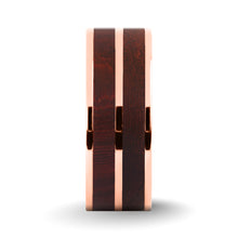 Load image into Gallery viewer, Dark Red Sandalwood Wood Inlay Rose Gold Titanium Wedding Ring