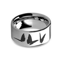 Load image into Gallery viewer, Butterflies Insect Laser Engraved Tungsten Wedding Ring, Polished
